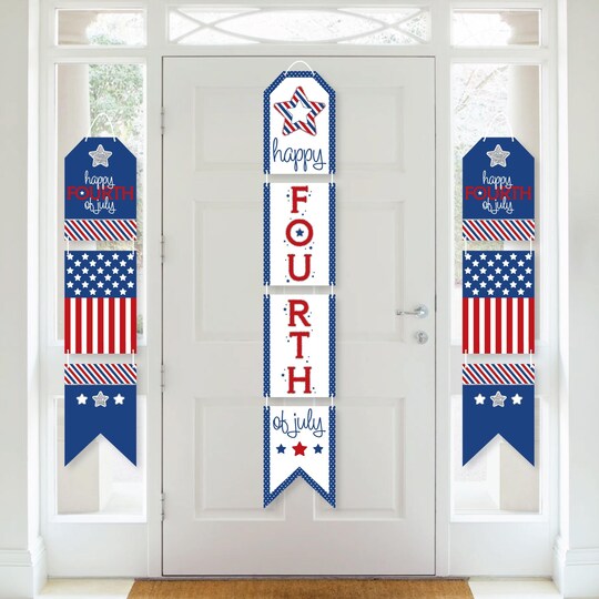 Big Dot of Happiness 4th of July - Hanging Vertical Paper Door Banners - Independence Day Wall Decoration Kit - Indoor Door Decor